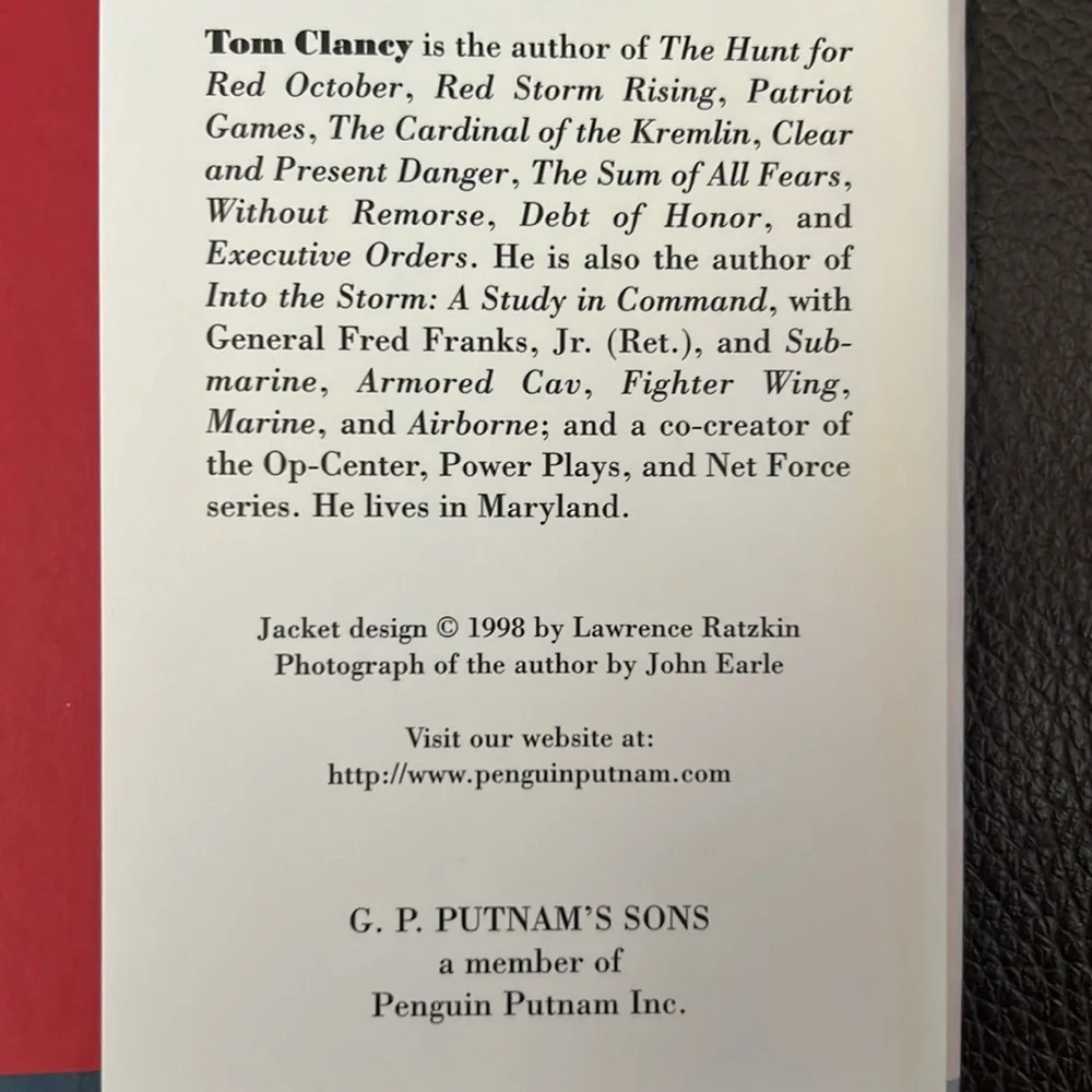 Tom Clancy “Rainbow Six” Hardcover Techno- Thriller Novel